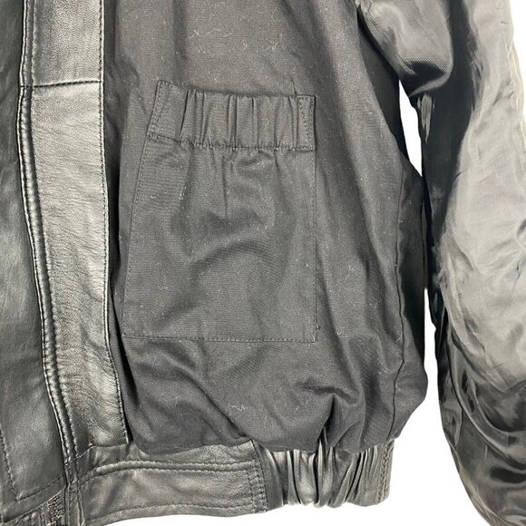 Diesel Men's Black Lamb Leather Full Zip Bomber Jacket Epaulettes US S - Picture 10 of 16